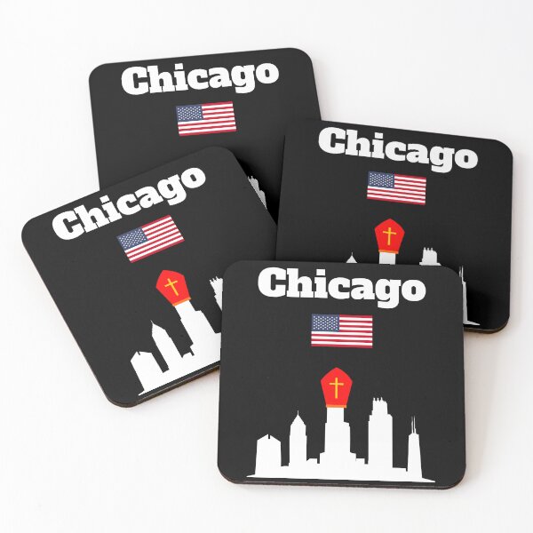Item preview, Chicago Pope Leo XIV Chicago Skyline with pope hat US flag  designed and sold by Artstastic.