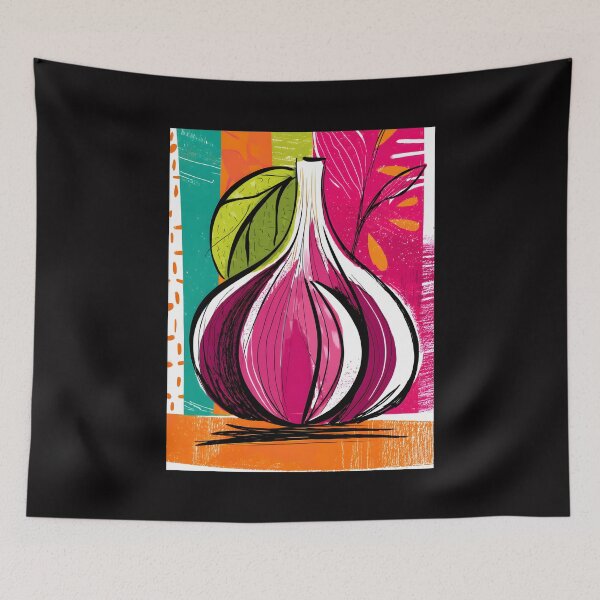 Item preview, Spice Meets Style - A Bold Garlic Portrait with Abstract Flair and Vibrant Hues designed and sold by OlfactoART Studio.