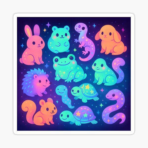 Artikel-Vorschau von Neon Critters – Leuchtende Kawaii-Kollektion kleiner Haustiere, designt und verkauft von WitchSpellbound.