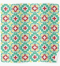 8 Bit Mexican Flower Pattern Poster