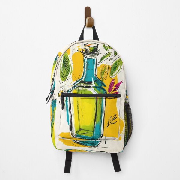 Item preview, Olive Oil Bottle Surrounded by Olives and Leaves - Vibrant Kitchen Art for Food Lovers designed and sold by OlfactoART Studio.