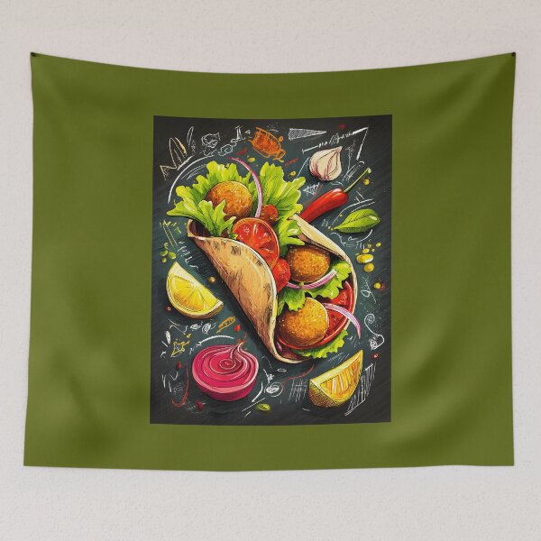 Item preview, Falafel Wrap with Fresh Vegetables and Spices - A Colorful Celebration of Middle Eastern Street Food designed and sold by OlfactoART Studio.