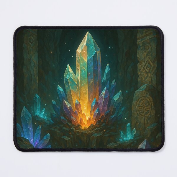 Item preview, Glowing Crystal in a Dreamy Cave | Fantasy Gemstone Landscape | Mystical Underground World Art | Magical Light Cavern Design | Enchanted Crystal Fantasy Scene designed and sold by PaintedPixels01.