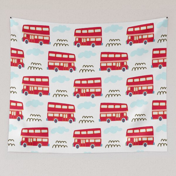 Item preview, Cute red double-decker English buses designed and sold by Olga Matskevich.