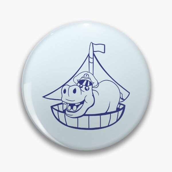 Item preview, Funny Hippo Captain Sails Cute Cartoon Comic designed and sold by shirt-o-mat.