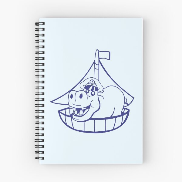 Item preview, Funny Hippo Captain Sails Cute Cartoon Comic designed and sold by shirt-o-mat.