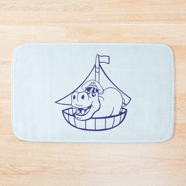 Item preview, Funny Hippo Captain Sails Cute Cartoon Comic designed and sold by shirt-o-mat.