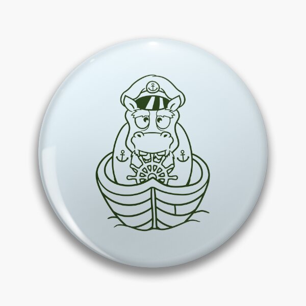Item preview, Funny Hippo Captain Sails Cute Cartoon Comic designed and sold by shirt-o-mat.