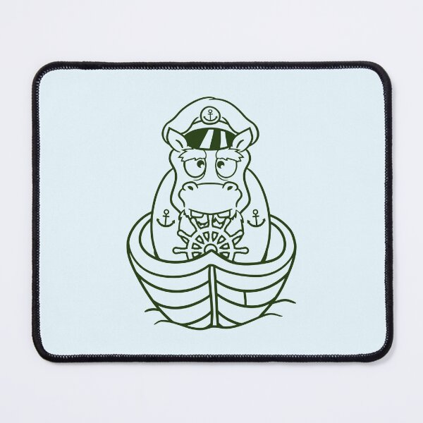 Item preview, Funny Hippo Captain Sails Cute Cartoon Comic designed and sold by shirt-o-mat.