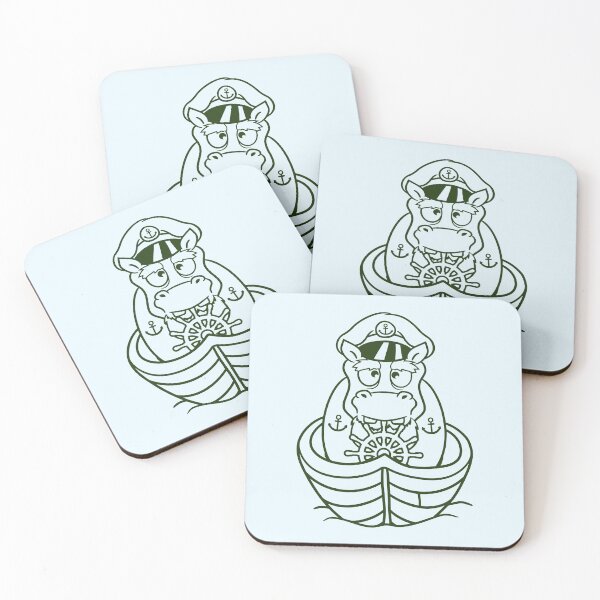 Item preview, Funny Hippo Captain Sails Cute Cartoon Comic designed and sold by shirt-o-mat.