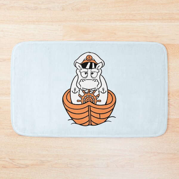 Item preview, Funny Hippo Captain Sails Cute Cartoon Comic designed and sold by shirt-o-mat.