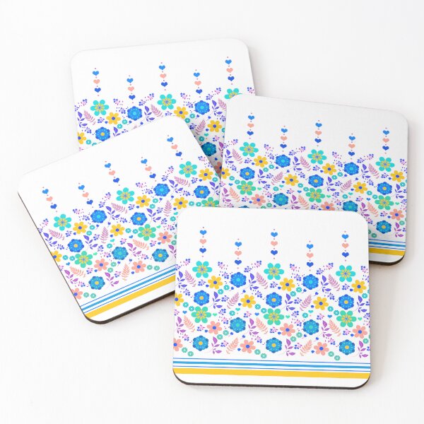 Item preview, Border Print Floral with Hearts on White  designed and sold by Sharon Schwalbe.