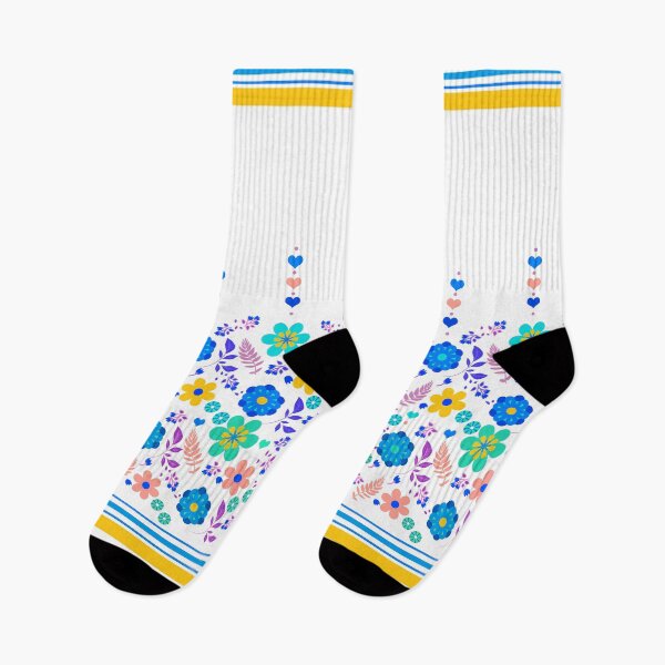 Item preview, Border Print Floral with Hearts on White  designed and sold by Sharon Schwalbe.