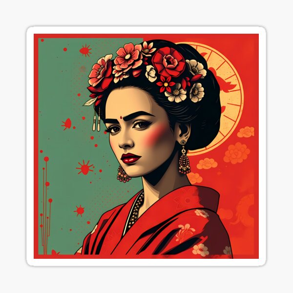 Item preview, Frida Kahlo Portrait – Iconic Feminist Art in Bold Color for Shirts, Journals & Gifts designed and sold by CuriosityIntl.