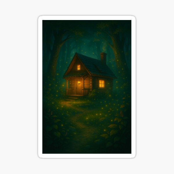 Item preview, Mystical House in the Woods | Dreamy Fantasy Landscape | Enchanted Forest Dwelling | Magical Cottage Illustration | Whimsical Fairytale Scene designed and sold by PaintedPixels01.