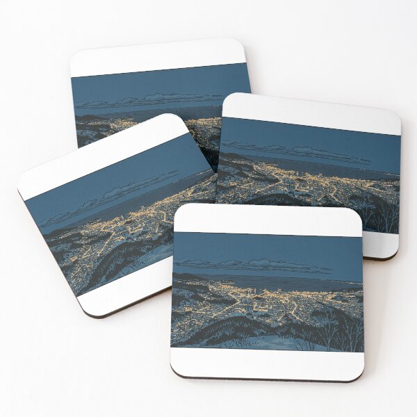Item preview, Otaru Nightscape from the Mountain | Retro Panorama - Tranquil City Lights designed and sold by GeEeN.