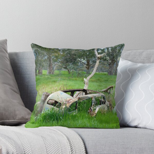 Item preview, Enmeshed - Long-abandoned car with grass growing up through it, gum trees in the background. designed and sold by GinaMarie-PV.