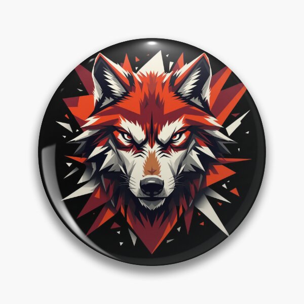 Artikelvorschau, Geometrische Wolfskopfkunst – Wildes Design im Tribal-Stil in Rot und Braun entworfen und verkauft von haitrieuic96.