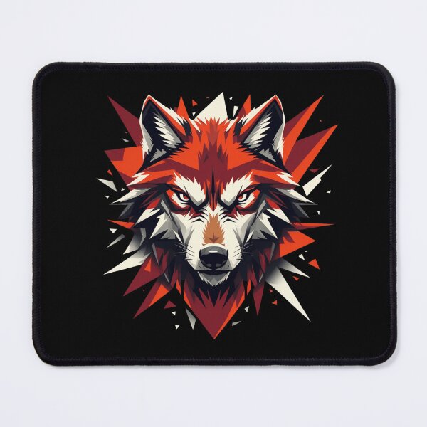 Artikelvorschau, Geometrische Wolfskopfkunst – Wildes Design im Tribal-Stil in Rot und Braun entworfen und verkauft von haitrieuic96.