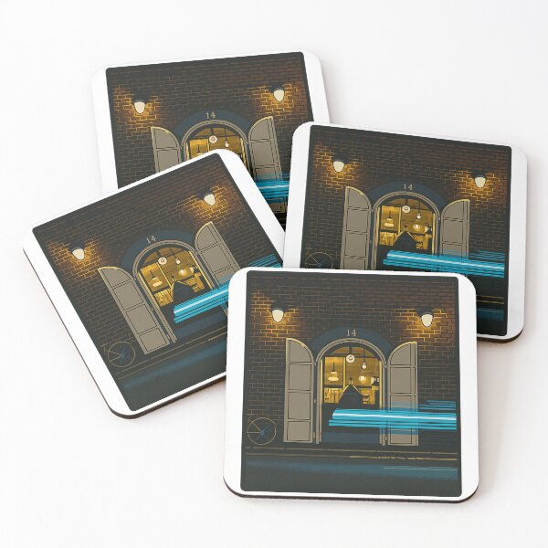 Item preview, Hakodate Night Café | Retro Brick Entrance - Warm Urban Glow designed and sold by GeEeN.