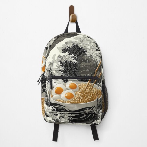Item preview, Landscape Epic Wave Crashing Over Ramen Bowl With Eggs Japanese Fantasy designed and sold by bolleykoldl.