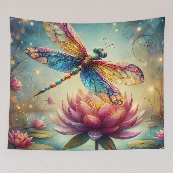 Item preview, Lotus Lilly Pad Pond Dragonfly Fantasy designed and sold by BreezyDawnDesigns.