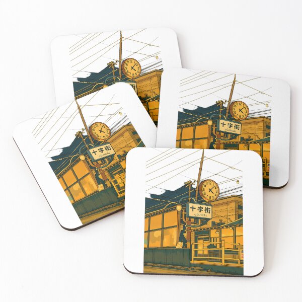 Item preview, Jujigai Tram Stop | Retro Street Scene - Hakodate Evening Glow designed and sold by GeEeN.