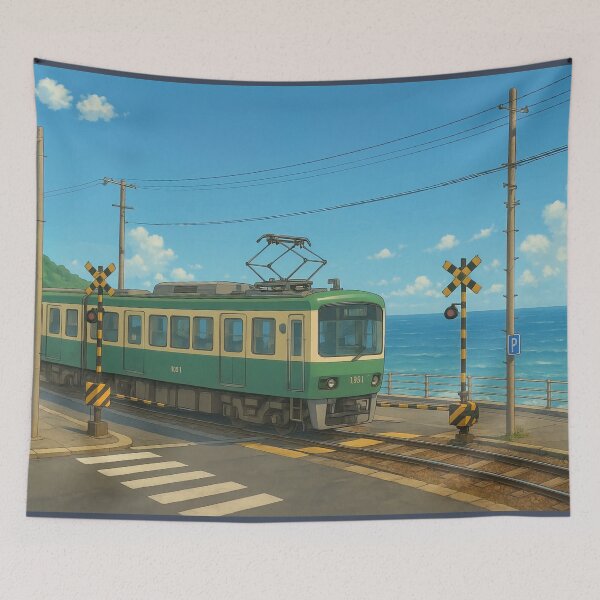 Item preview, The Enoshima Train Crossing at Kamakura designed and sold by Takeda-art.