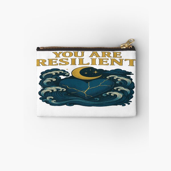 Item preview, You Are Resilient – Kintsugi Heart Moon Wave Art designed and sold by ArtbyCrystal.