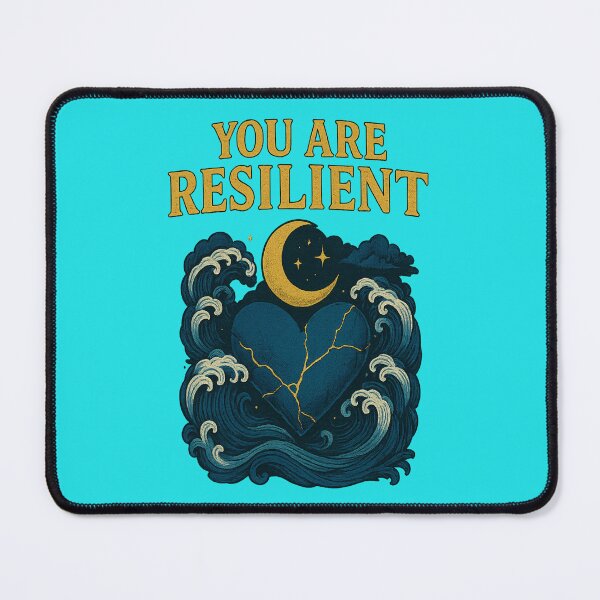 Item preview, You Are Resilient – Kintsugi Heart Moon Wave Art designed and sold by ArtbyCrystal.