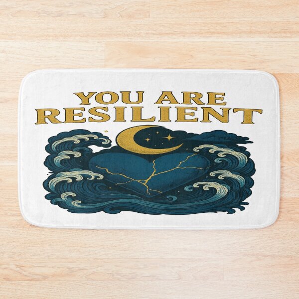 Item preview, You Are Resilient – Kintsugi Heart Moon Wave Art designed and sold by ArtbyCrystal.