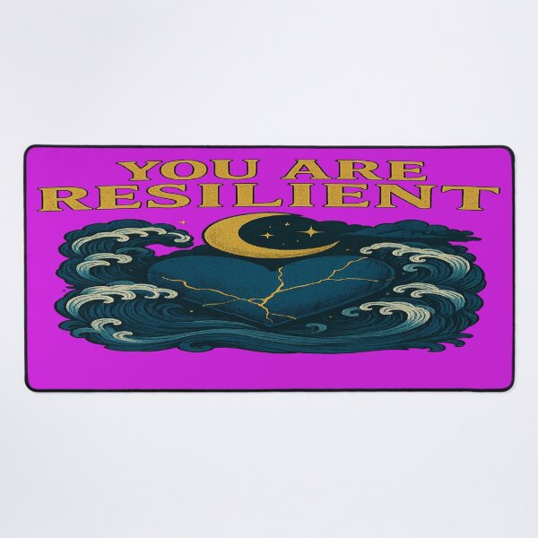 Item preview, You Are Resilient – Kintsugi Heart Moon Wave Art designed and sold by ArtbyCrystal.