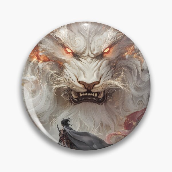Item preview, Ember Titans Beyond Enormous Fiery Lion Spirit Faces Tiny Warrior Cloudstorm designed and sold by lassedgkotsij.
