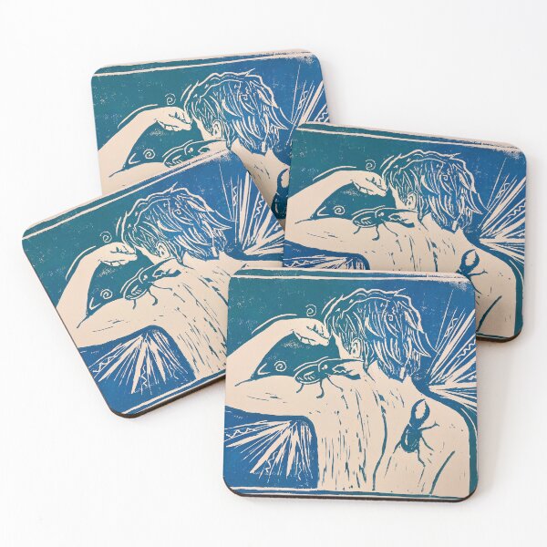 Item preview, Beetle on back blockprint designed and sold by ashetastic art.