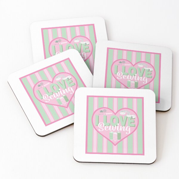 Item preview, Fabric Panels I Love Sewing - APPLE AND PINK designed and sold by StellarFX.