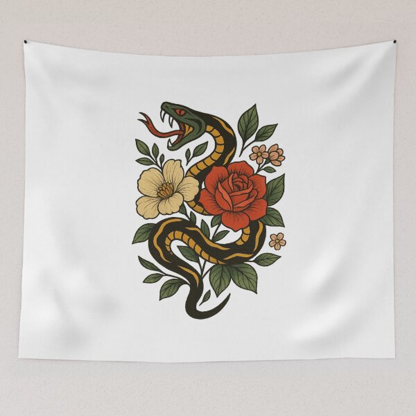 Item preview, Snake Winding Through Rose Bouquet designed and sold by IllustrifyArts.