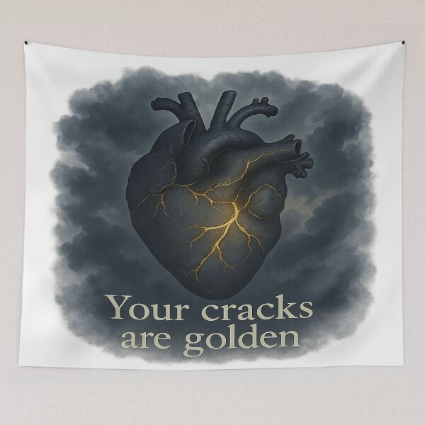 Item preview, Your Cracks Are Golden – Kintsugi Heart Healing Art designed and sold by ArtbyCrystal.