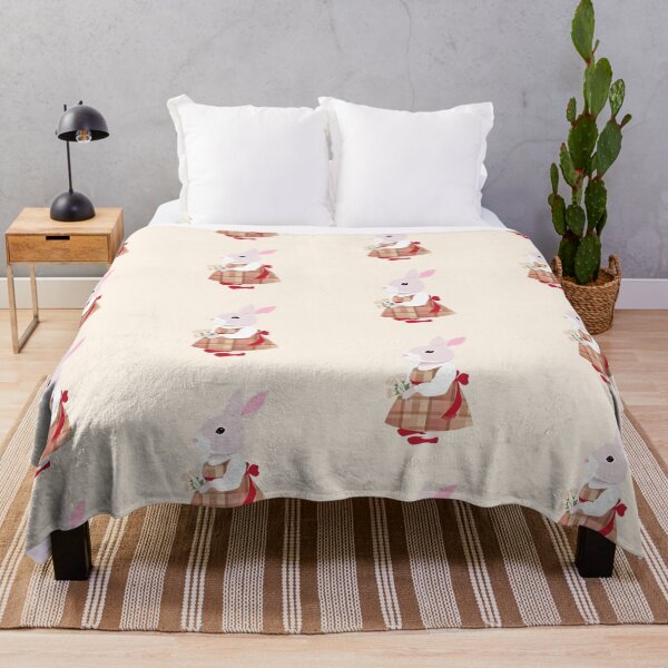 Item preview, Rabbit with flowers. Rabbit in plaid dress. Rabbit wearing a dress. designed and sold by JohanaStyle.