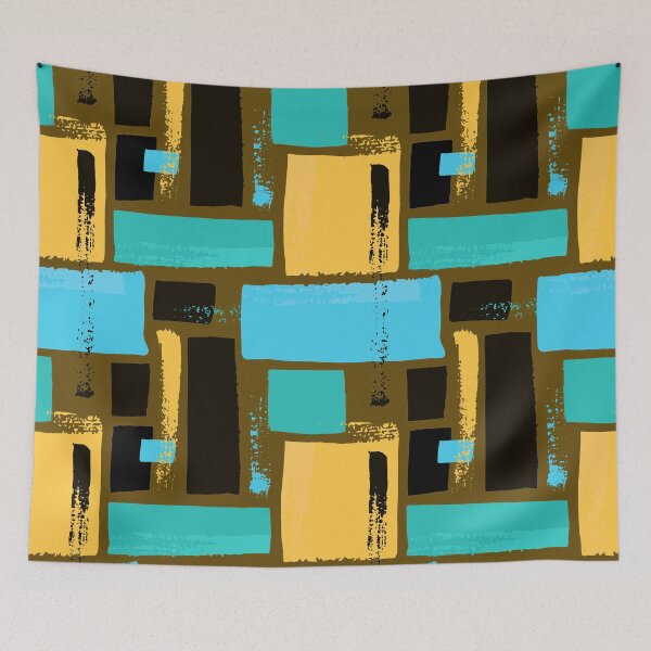 Item preview, Aqua, Teal, And Yellow Rectangle Designs Abstract Pattern designed and sold by DEC02.