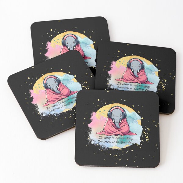 Item preview, "It's Okay To Not Be Okay" - Overstimulated Elephant, with artsy watercolors designed and sold by RisenAgain - Quantum BrainGlitch | Designs.