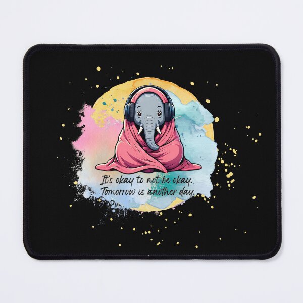 Item preview, "It's Okay To Not Be Okay" - Overstimulated Elephant, with artsy watercolors designed and sold by RisenAgain - Quantum BrainGlitch | Designs.