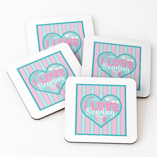 Item preview, Fabric Panels I Love Sewing - PINK AND BLUE designed and sold by StellarFX.