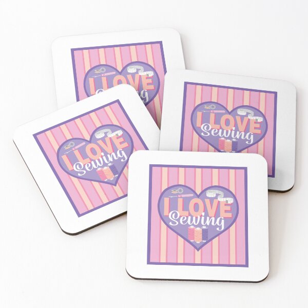 Item preview, Fabric Panels I Love Sewing - PURPLE AND PEACH designed and sold by StellarFX.