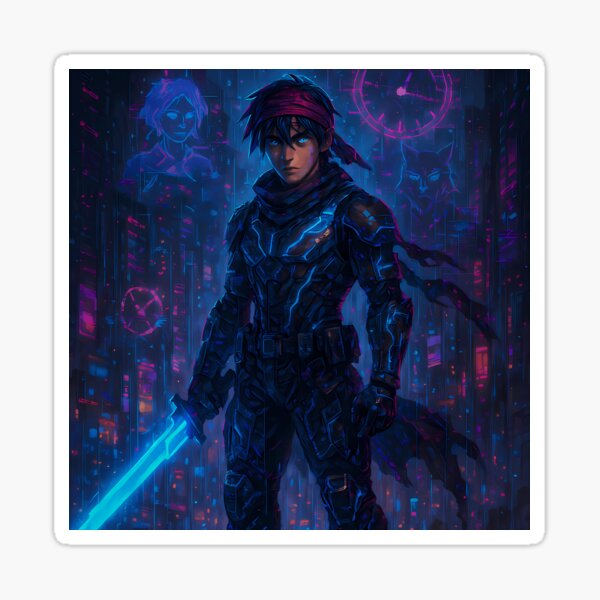 Item preview, Cyberpunk Serge – Futuristic Neon Warrior Art designed and sold by I& T designs.