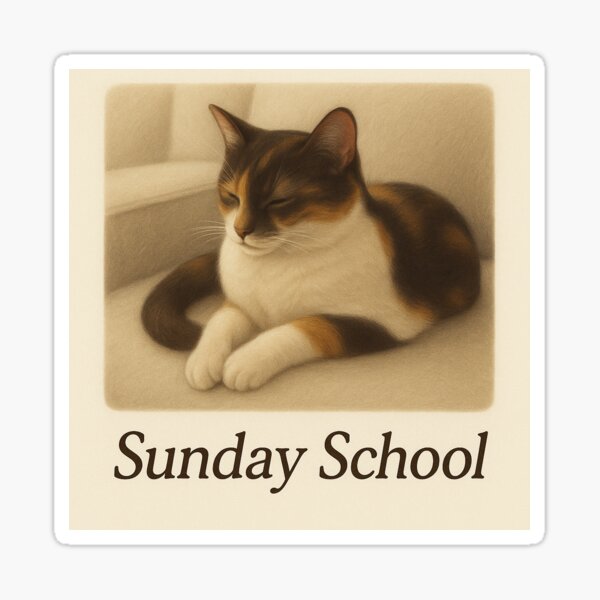 Item preview, Sunday the Calico Cat – Resting Pose | Peaceful Pet Illustration designed and sold by SundaySchoolCat.