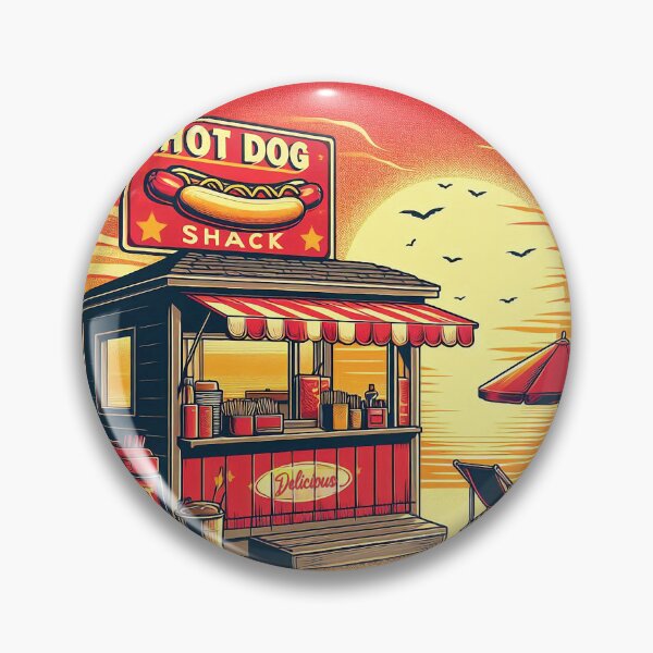 Item preview, Retro Hot Dog Shack on the Beach designed and sold by ArtFactoryAI.