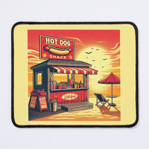 Item preview, Retro Hot Dog Shack on the Beach designed and sold by ArtFactoryAI.