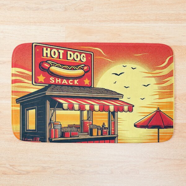Item preview, Retro Hot Dog Shack on the Beach designed and sold by ArtFactoryAI.