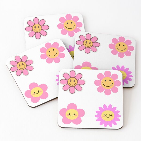 Artikelvorschau, Hellrosa lächelnde Gänseblümchen-Aufkleber | Süße & fröhliche Blumenaufkleber für Laptop, Wasserflasche & Notizbuch entworfen und verkauft von FestivityFinds.