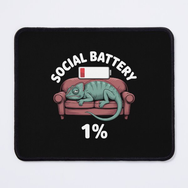 Item preview, Social Battery 1% – Lazy Chameleon on Sofa Introvert Mood Design designed and sold by ThatBBStore.